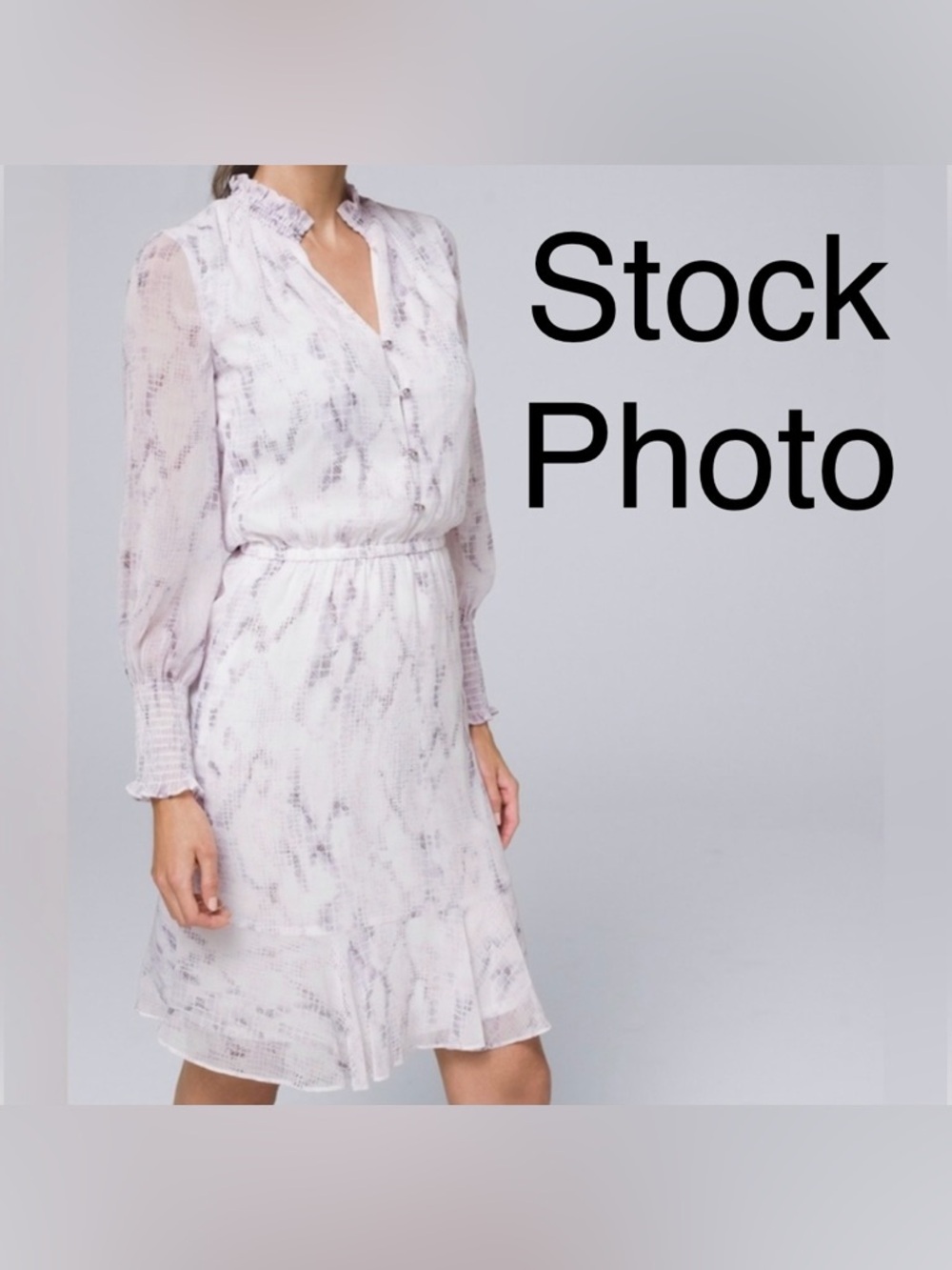 White House Black Market Snake Print Smocked Long Sleeve Blouson Mini Dress 00